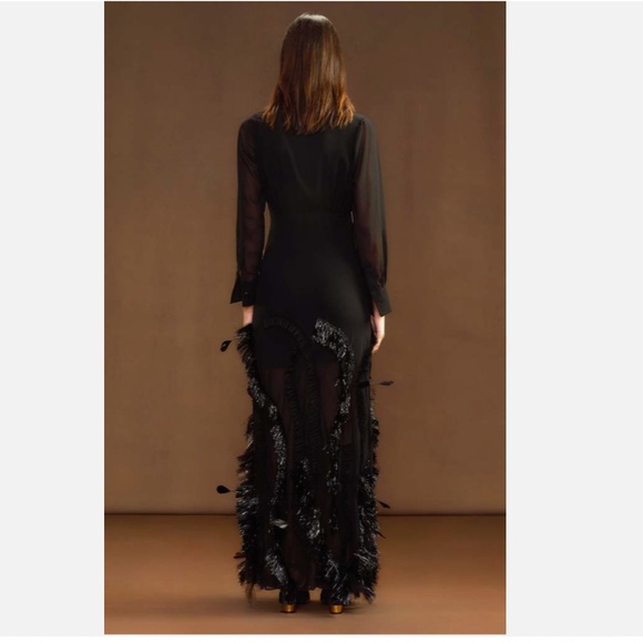 Cynthia Rowley Dusk Silk Metallic Fringe Georgette Embellished Dress Size 2 NWT - Picture 2 of 6